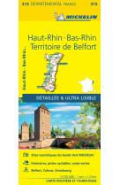 Carte départementale haut-rhin, bas-rhin, territoire de belfort