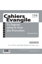 Cahiers evangile - n 198 la sagesse selon le livre des proverbes