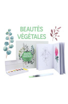 Coffret beautes vegetales - 30 illustrations a peindre a l'aquarelle - un carnet avec des feuilles d