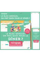 Bloc mensuel organiseur mémoniak on fait quoi pour le diner, calendrier avec recettes 2023 16 mois