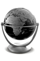 Globe 10 cm tournant noir carto argent politique