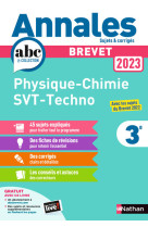 Annales brevet 2023- physique chimie - svt - techno - corrigé