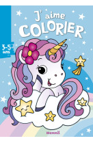 J'aime colorier (3-5 ans) (licorne sur fond bleu)