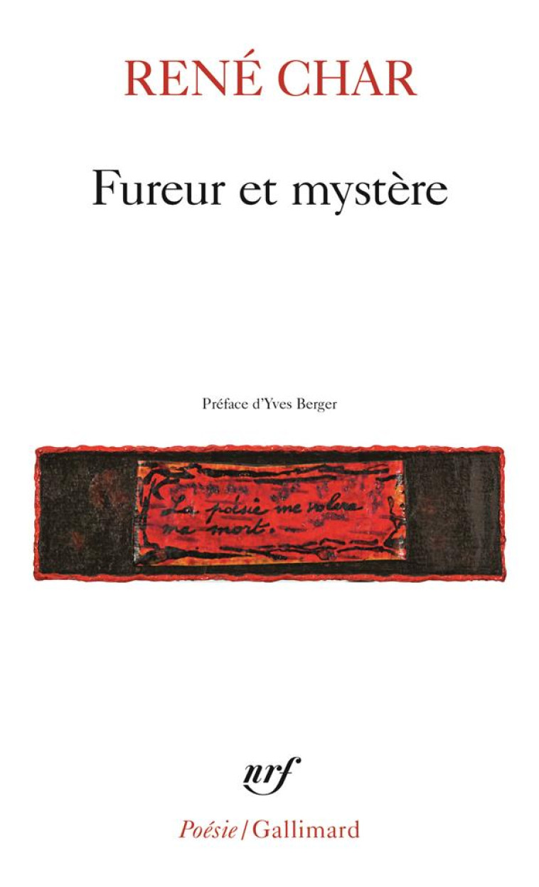 FUREUR ET MYSTERE - CHAR/BERGER - GALLIMARD