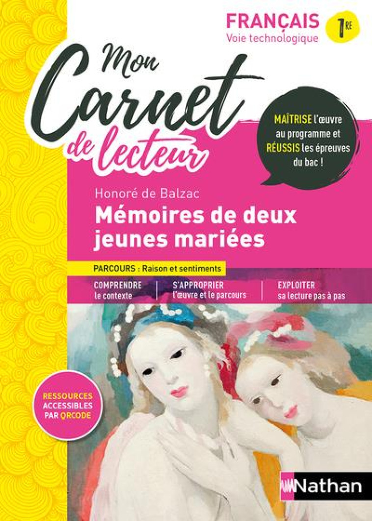 MON CARNET DE LECTEUR - MEMOIRES DE DEUX JEUNES MARIEES BALZAC - 2022 - DAVID/LACOMME/PANTER - CLE INTERNAT