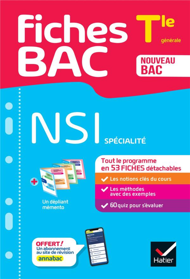 FICHES BAC NSI TLE (SPECIALITE) - BAC 2024 - TOUT LE PROGRAMME EN FICHES DE REVISION DETACHABLES - CONNAN/PETROV/SIGNAC - HATIER SCOLAIRE