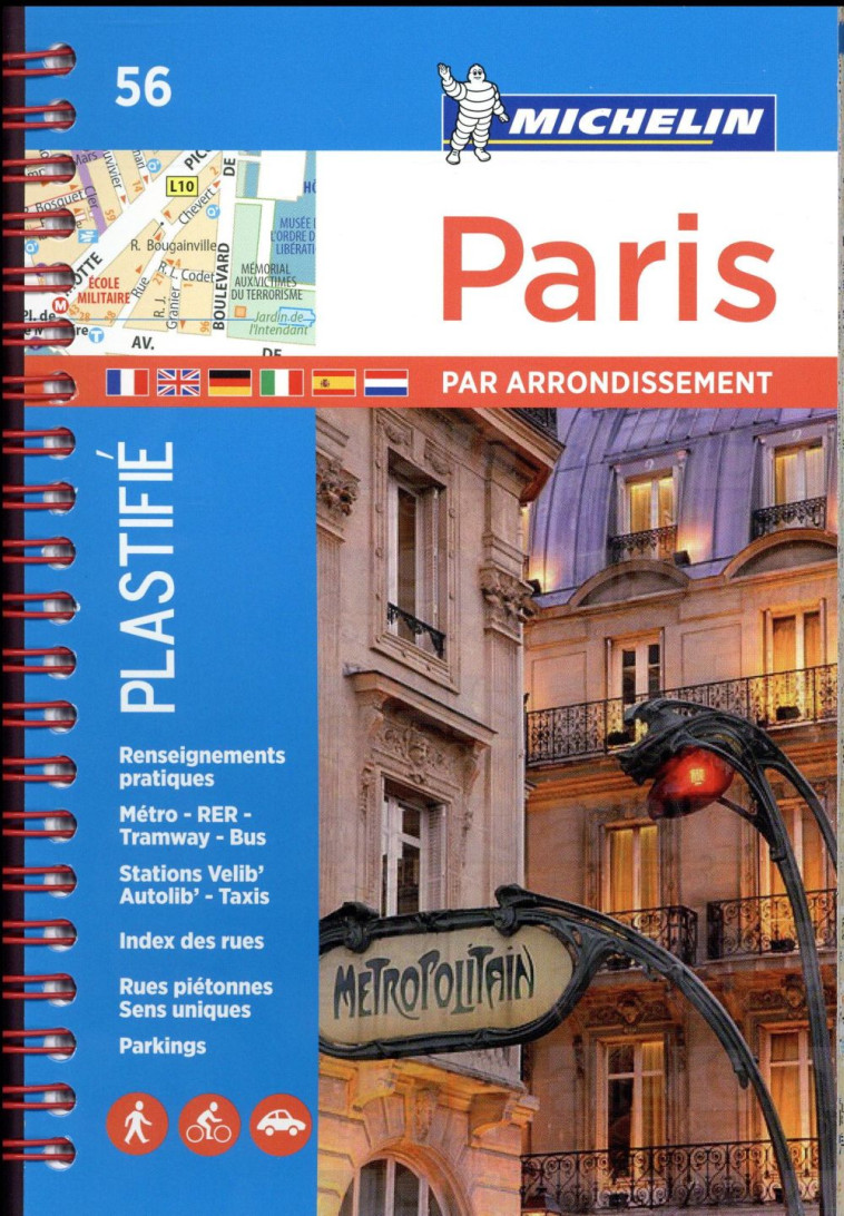 PLANS DE VILLE MICHELIN FRANCE - PLAN PARIS PAR ARRONDISSEMENTS (SPIRALE - PLASTIFIE) - XXX - Michelin Cartes et Guides