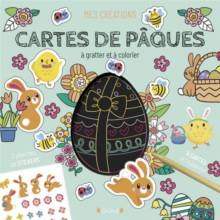 CARTES DE PAQUES A GRATTER ET A COLORIER - TCHATCHA ESTELLE - GRUND