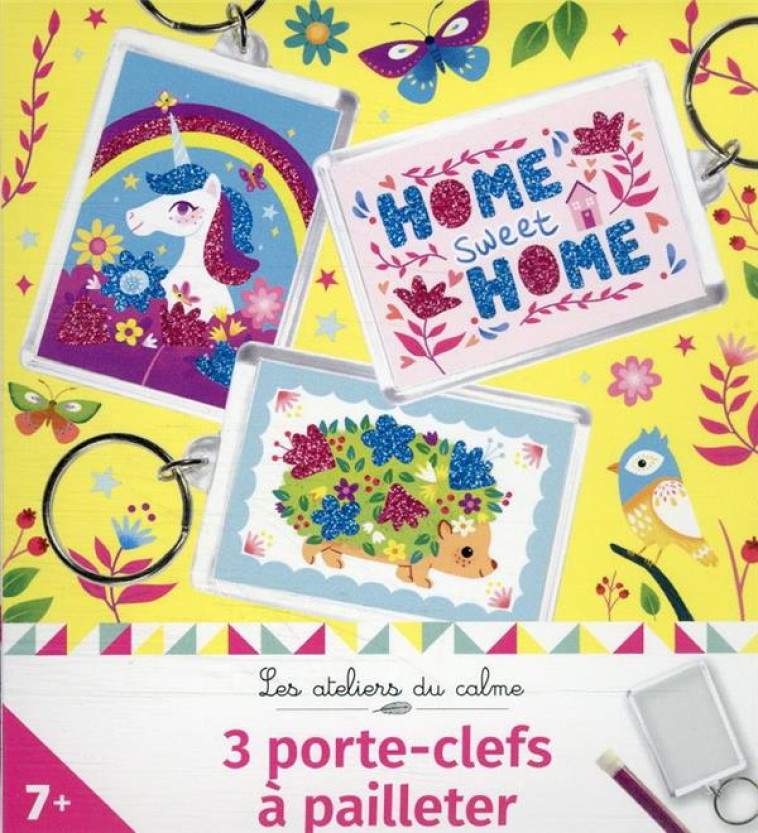 3 PORTE-CLEFS A PAILLETER - MINI BOITE AVEC ACCESSOIRES - FABRE LEA - NC