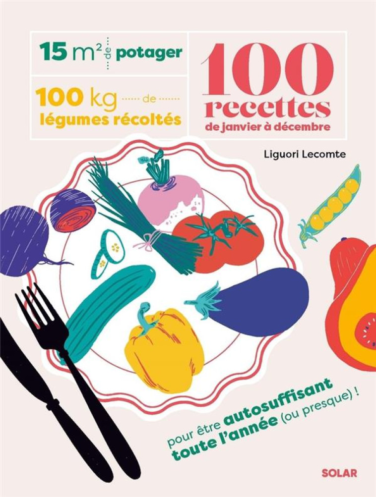 15 M  DE POTAGER, 100 KILOS DE LEGUMES RECOLTES, 100 RECETTES DE JANVIER A DECEMBRE - LECOMTE LIGUORI - SOLAR