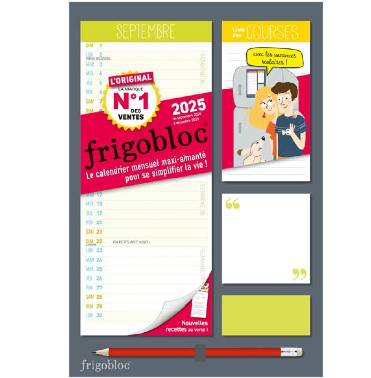 MINI FRIGOBLOC MENSUEL 2025 - CALENDRIER D'ORGANISATION FAMILIALE / MOIS (DE SEPT. 2024 A DEC. 2025) - COLLECTIF - NC