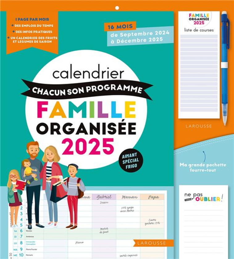 CALENDRIER CHACUN SON PROGRAMME FAMILLE ORGANISEE 2025 - DE SEPTEMBRE 2024 A DECEMBRE 2025 - XXX - NC