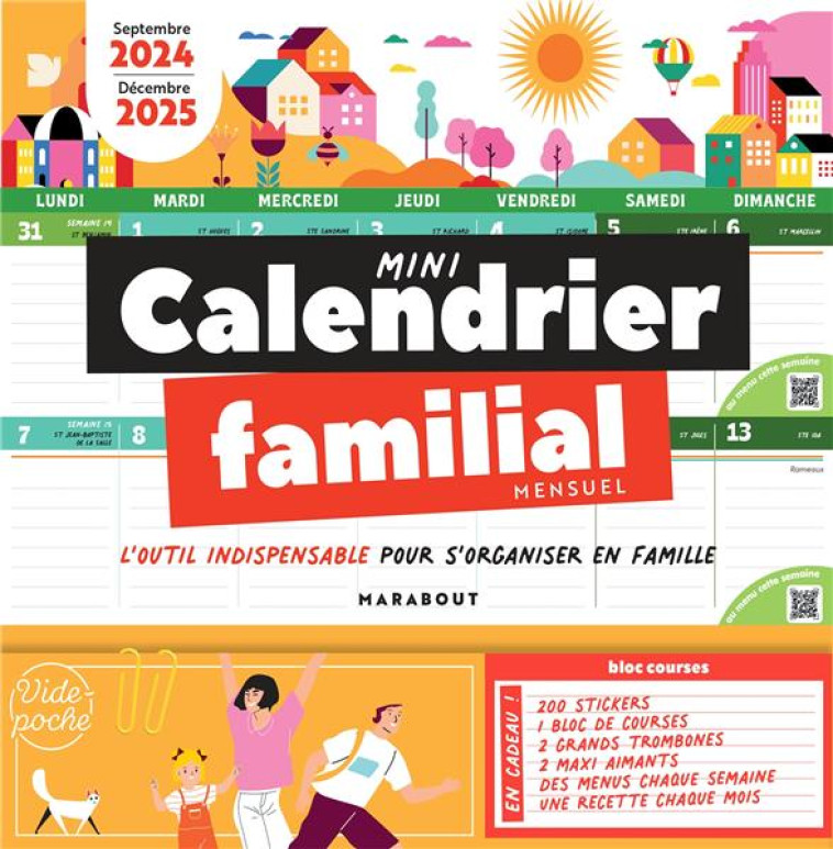 MINI CALENDRIER FAMILIAL MENSUEL 2024-2025 - SEPTEMBRE 2024-DECEMBRE 2025 - COLLECTIF - NC