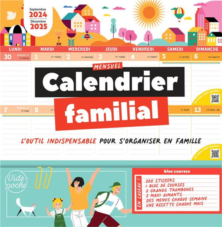 CALENDRIER MENSUEL FAMILIAL 2024-2025 - SEPTEMBRE 2024 A DECEMBRE 2025 - COLLECTIF - NC