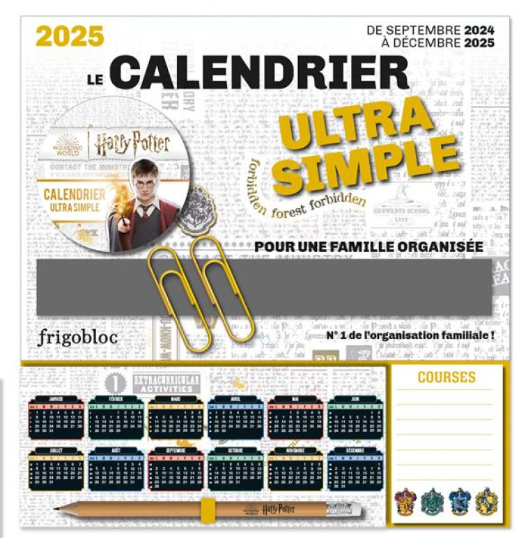 FRIGOBLOC MINI CALENDRIER ULTRA SIMPLE HARRY POTTER (DE SEPT. 2024 A DEC. 2025) - COLLECTIF - NC