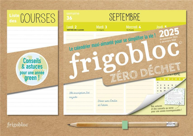 MINI FRIGOBLOC HEBDOMADAIRE 2025 ZERO DECHET (DE SEPT. 2024 A DEC. 2025) - COLLECTIF - NC