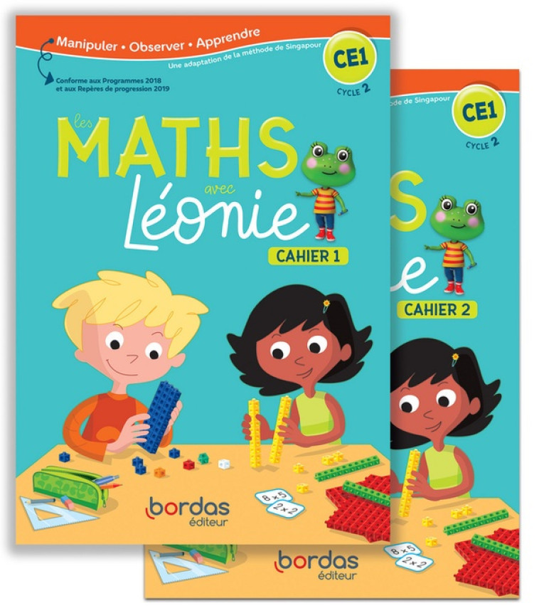 LES MATHS AVEC LEONIE CE1 2020 CAHIERS DE L'ELEVE 1 ET 2 SOUS FILM - CUETO/SCHALL - BORDAS