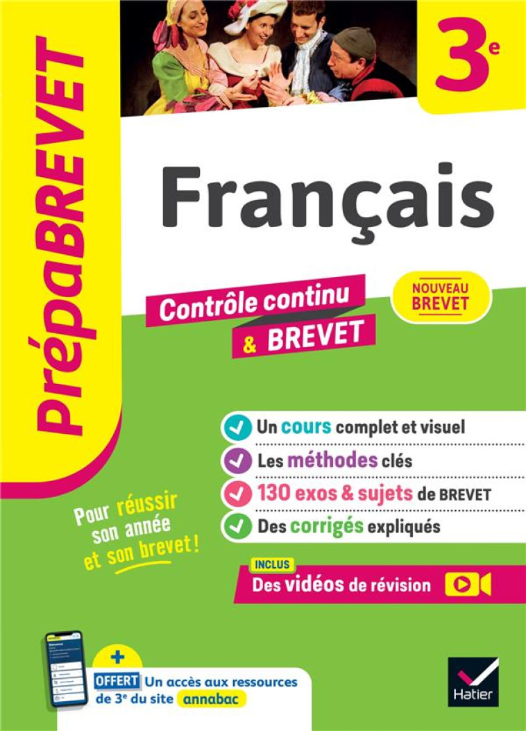 PREPABREVET FRANCAIS 3E - NOUVEAU BREVET 2025 - COURS, METHODES & SUJETS DE BREVET CORRIGES - FORMOND/TAQUECHEL - HATIER SCOLAIRE