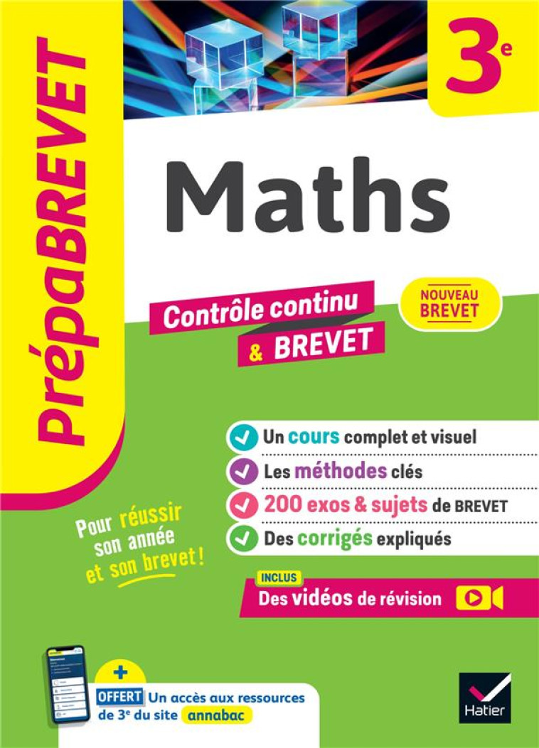 PREPABREVET MATHS 3E - NOUVEAU BREVET 2025 - COURS, METHODES & SUJETS DE BREVET CORRIGES - BUREAU/MICHAUD - HATIER SCOLAIRE