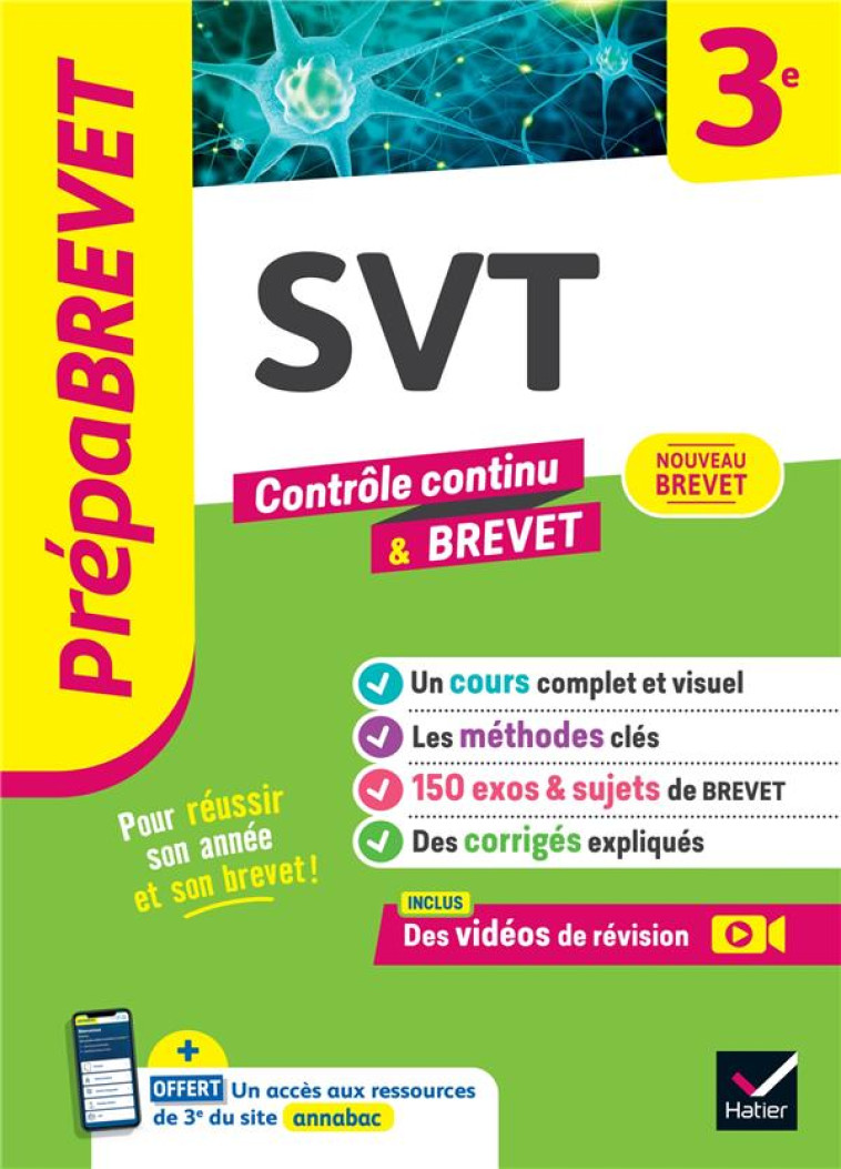 PREPABREVET SVT 3E - NOUVEAU BREVET 2025 - COURS, METHODES & SUJETS DE BREVET CORRIGES - MADOZ-BONNOT FABIEN - HATIER SCOLAIRE