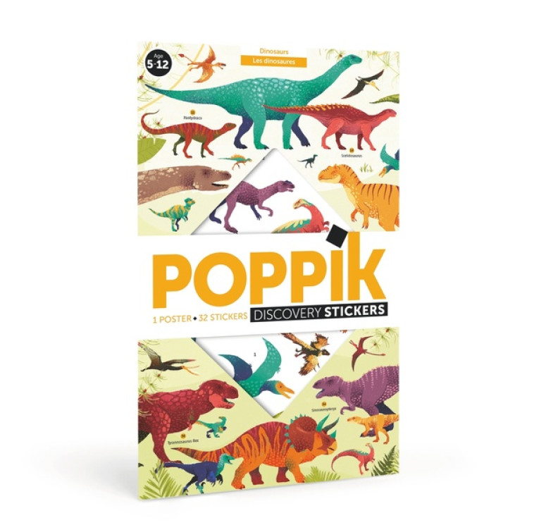 POPPIK LES DINOSAURES - 1 POSTER + 72 STICKERS REPOSITIONNABLES - DUPONT/POPPIK - NC