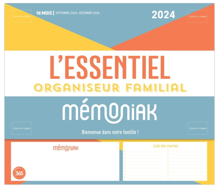 Mini-organiseur familial L Essentiel Mémoniak, calendrier mensuel (sept. 2023- déc. 2024) - XXX - 365 PARIS