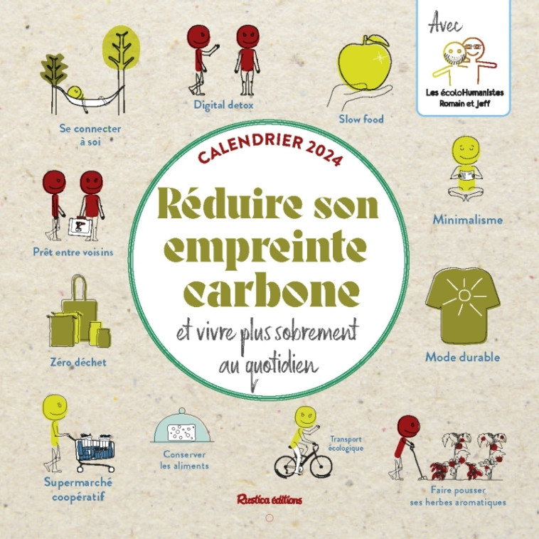 Calendrier 2024 Réduire son empreinte carbone et vivre plus sobrement - Haon-Faure Romain, Rochas-Parrot Jean-François - RUSTICA