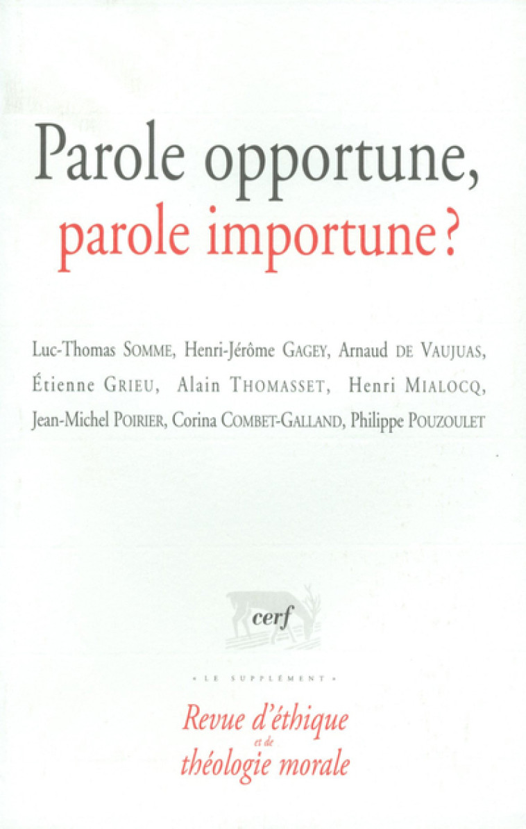 PAROLE OPPORTUNE, PAROLE IMPORTUNE ? - Collectif Collectif, Collectif , Collectif Clairefontaine  - CERF