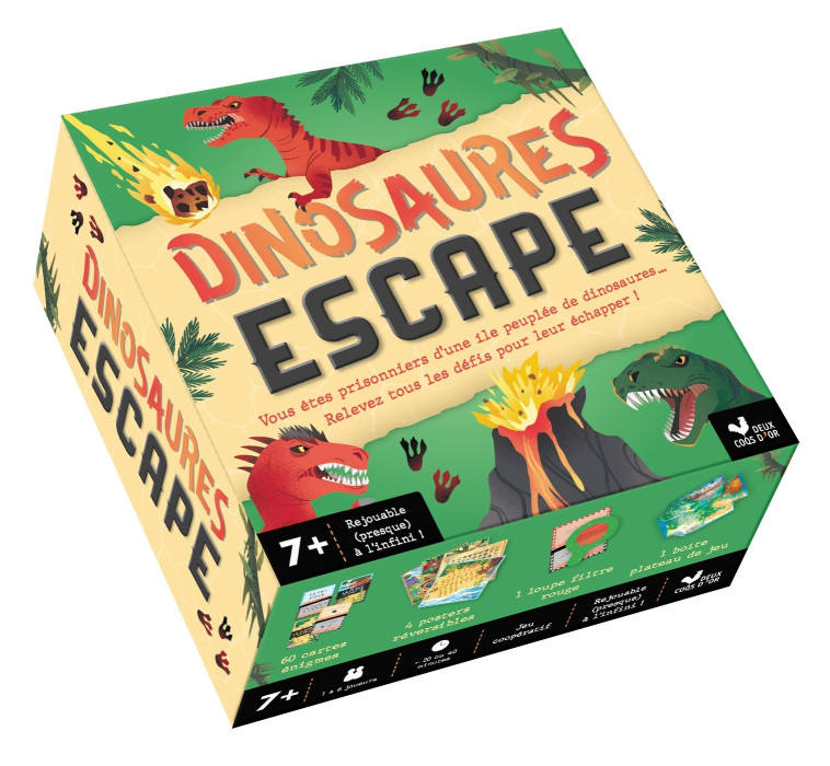 Dinosaures escape - boîte avec cartes et accessoires - Loïc Duchateau, Cristina Shiilia - DEUX COQS D OR