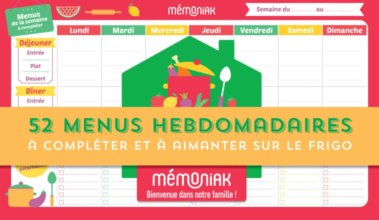 Bloc aimanté de 52 menus hebdomadaires à compléter Mémoniak - XXX - 365 PARIS