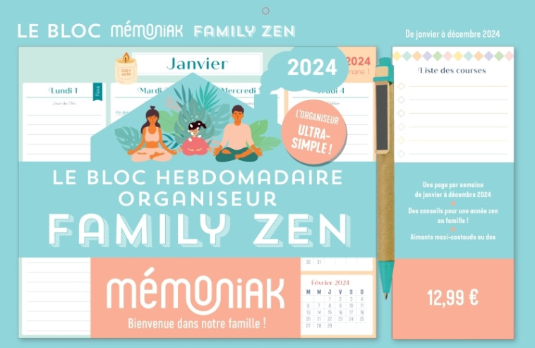 Le Bloc hebdomadaire Mémoniak organiseur Zen 2024, de janv. à déc. 2024 - XXX - 365 PARIS