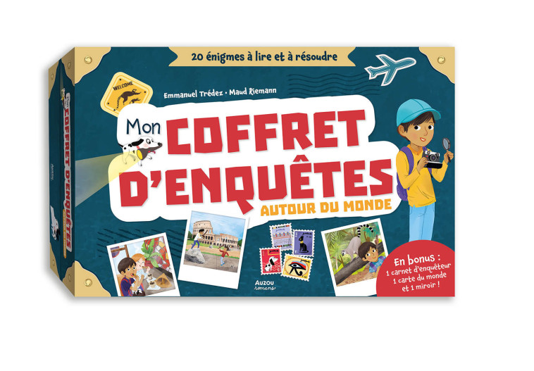 MES PREMIERES ENQUETES  MON COFFRET D'ENQUÊTES AUTOUR DU MONDE - 20 ÉNIGMES À LIRE ET À RÉSOUDRE -  tredez emmanuel, Maud Riemann - AUZOU