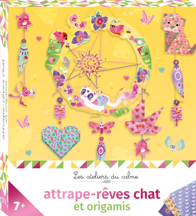 Attrape-rêves chat et origamis - mini-boîte avec accessoires - Marie-Rose Boisson - DEUX COQS D OR