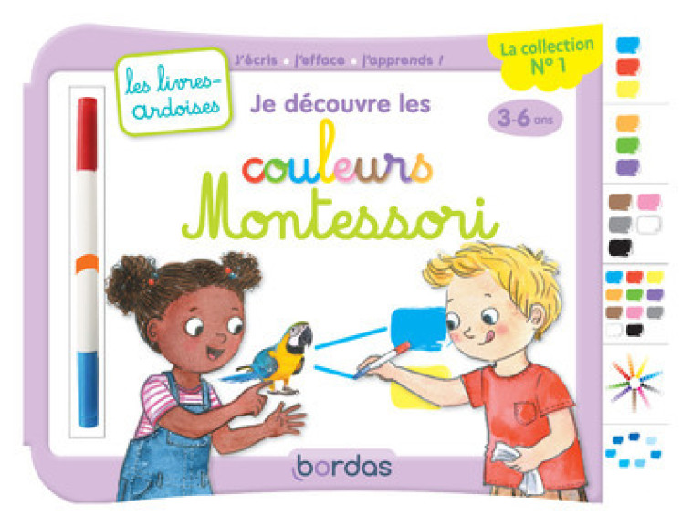 LES LIVRES-ARDOISES - JE DECOUVRE LES COULEURS MONTESSORI - HUDRISIER/GAUFFRE - BORDAS