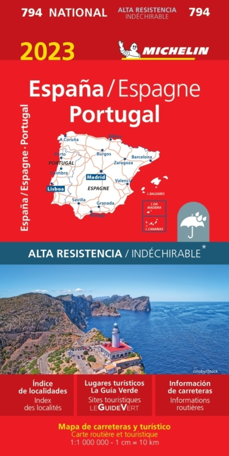 Carte Nationale Espagne, Portugal 2023 - Indéchirable - XXX - MICHELIN