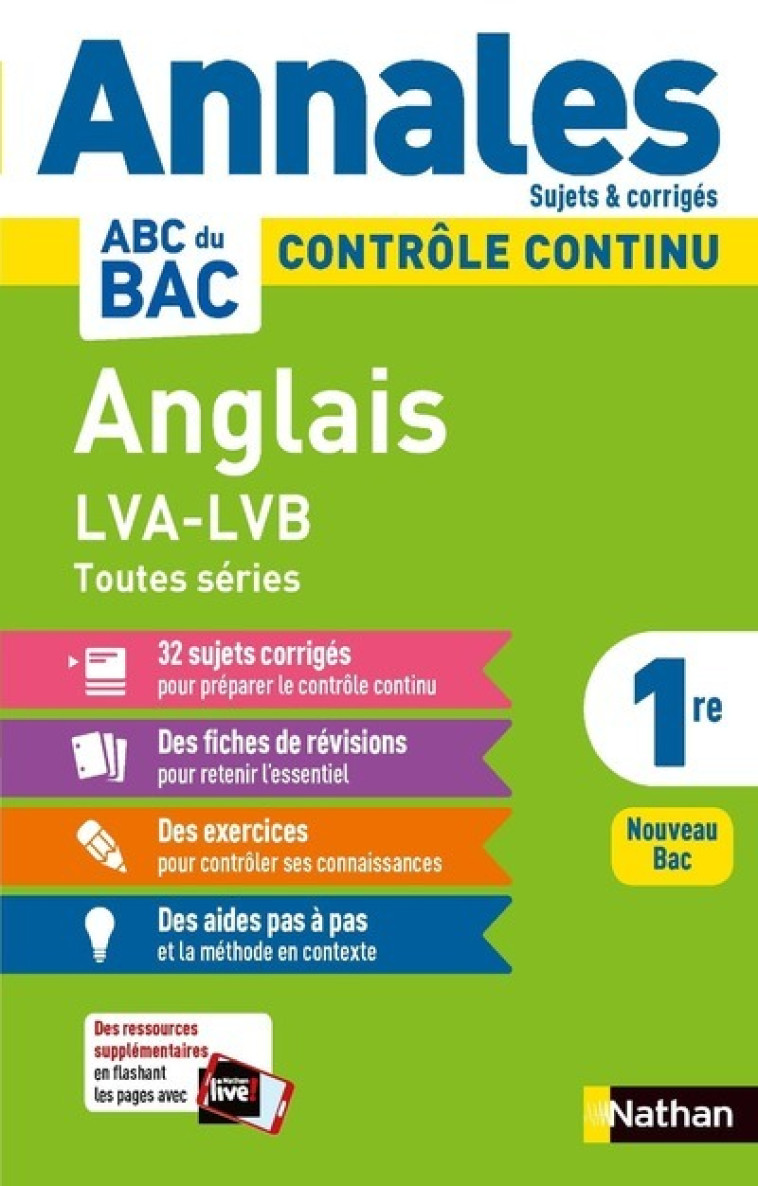 Annales ABC du BAC 2024 Anglais 1re - Corrigé - Sylvie Léger, Clémence Arnette, Carole Dessoliers, Christelle Brouteele - NATHAN