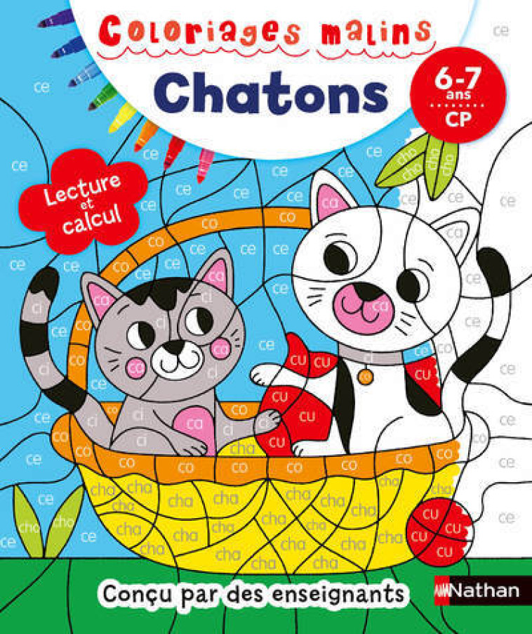 Coloriages malins: Les chatons - Lecture et calcul CP - Vincent Duquesne, Sarah Andreacchio - NATHAN