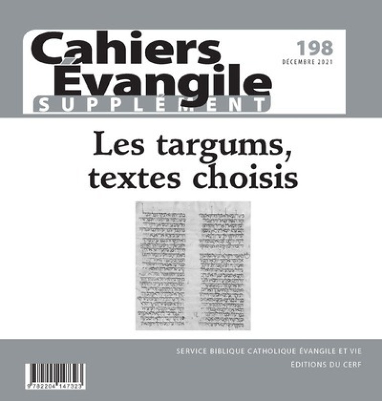 CAHIERS EVANGILE - SUPPLEMENT - N 198 LES TARGUMS, TEXTES CHOISIS - Collectif Collectif,  Collectif,  Collectif Clairefontaine - CERF