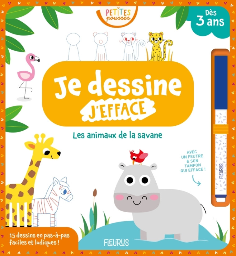 Je dessine, j'efface   Les animaux de la savane (Petites Pousses) - Isabelle Jacqué - FLEURUS