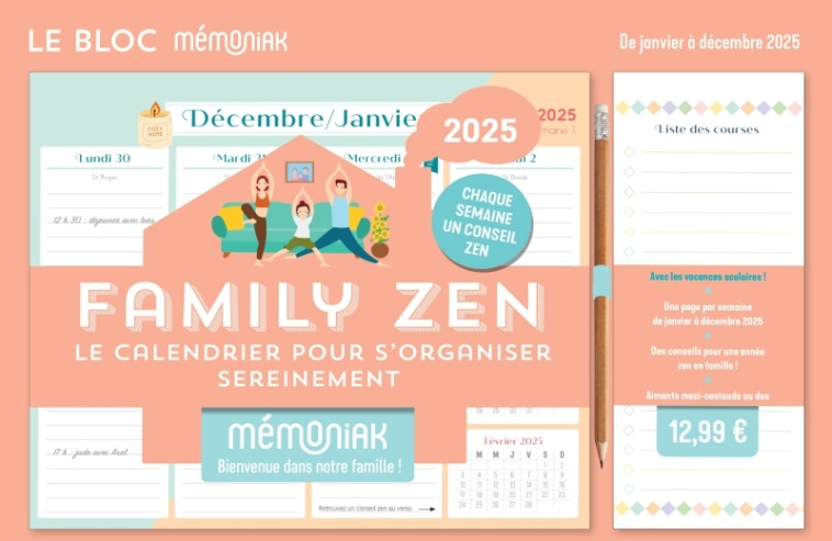 Le Bloc hebdomadaire Mémoniak organiseur Zen, de janv. à déc. 2025 - XXX - 365 PARIS