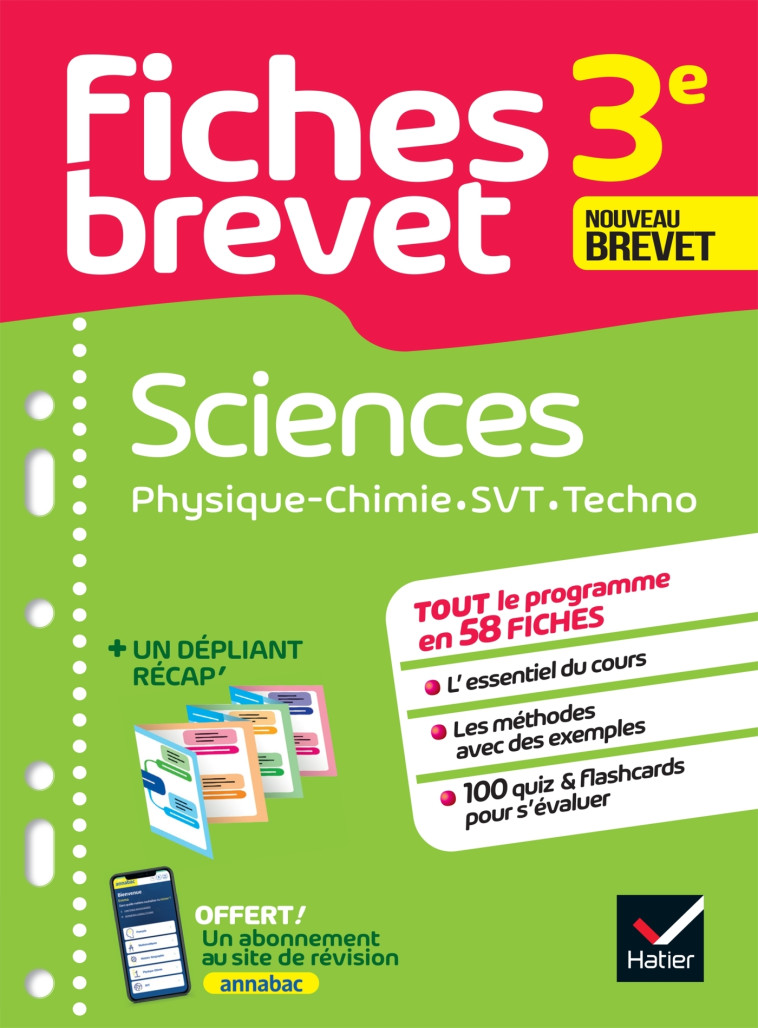 Fiches brevet - Sciences 3e (Physique-Chimie, SVT, Technologie) Brevet 2025 - Pascale Bihouée, Sandrine Aussourd, Marie-Anne Grinand, Nicolas Nicaise - HATIER