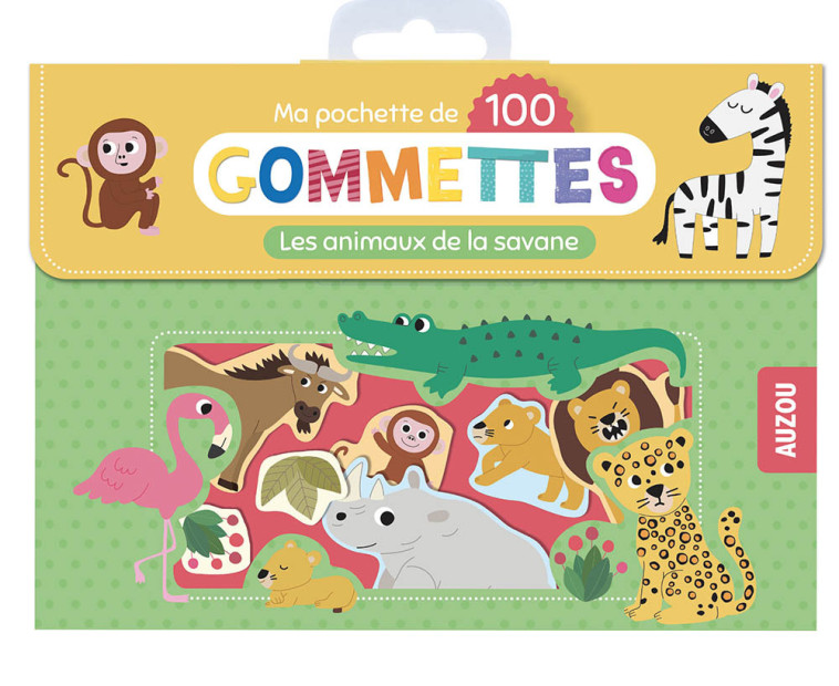 MA POCHETTE DE 100 GOMMETTES  - LES ANIMAUX DE LA SAVANE - Stéphanie Bardy - AUZOU