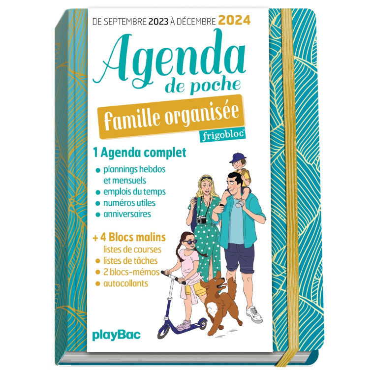 Agenda de poche 2024 de la famille organisée - bleu (de sept. 2023 à déc. 2024) -   - PLAY BAC