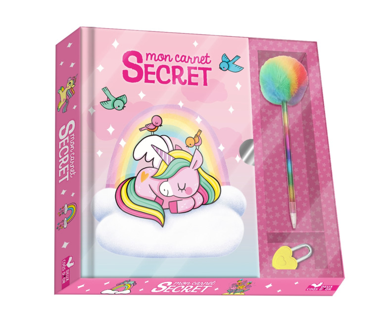 Mon carnet secret bébés licornes - coffret avec stylo fantaisie - Amandine Notaert - DEUX COQS D OR