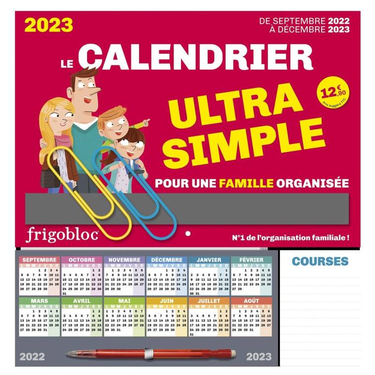 Frigobloc Le calendrier Ultra Simple pour une famille organisée ! (de sept. 2022 à déc. 2023) -  PLAYBAC EDITIONS - PLAY BAC