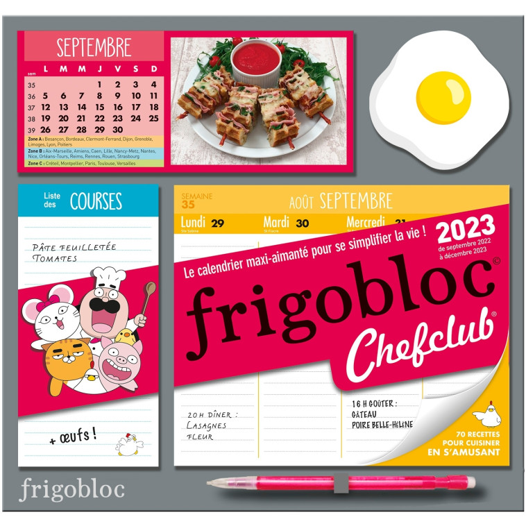 Frigobloc Hebdomadaire 2023 Chefclub (de sept. 2022 à déc. 2023) -  PLAYBAC EDITIONS - PLAY BAC