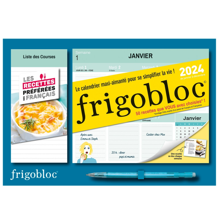 Mini Frigobloc Hebdomadaire 2024 Recettes préférées des Français  (de janv. à déc. 2024) -   - PLAY BAC