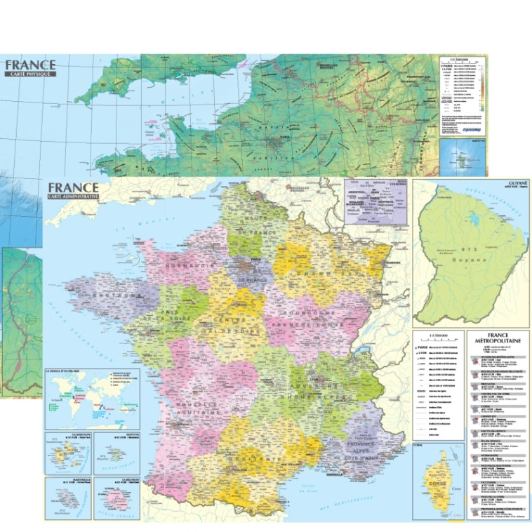 France 1/1.500.000   carte administrative et physique (sans barres alu, 95 × 67 cm) - XXX - EXPRESSMAP