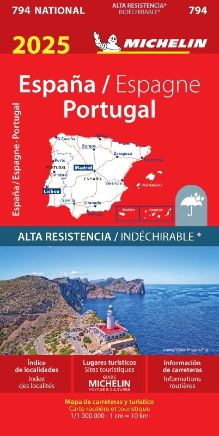 Carte Nationale Espagne, Portugal  2025 - INDECHIRABLE -  - MICHELIN