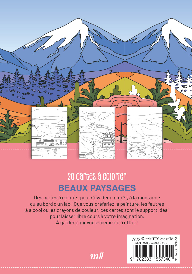 Beaux paysages - 20 cartes à colorier -  Collectif - MERCILESLIVRES